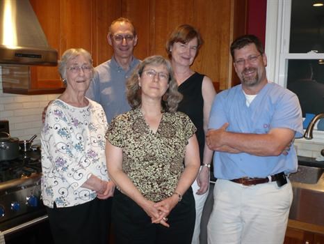 Tom's mom Lil, brother Fritz, sister Alice, sister-in-spirit Kathy, and Dr. Tom