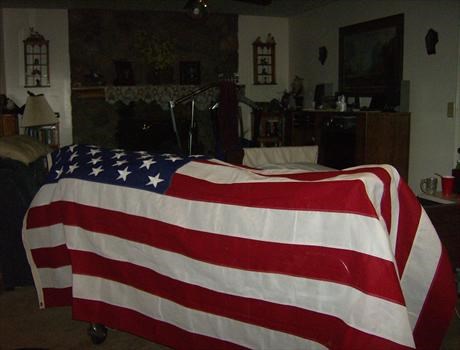 American Flag Covering A Veteran
