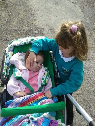 26th September. My doting big sister was happy to see me on the school run xxx