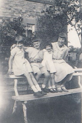René, Leonard, and Barbara Coates with cousin Marguerite Creswick early 1930s