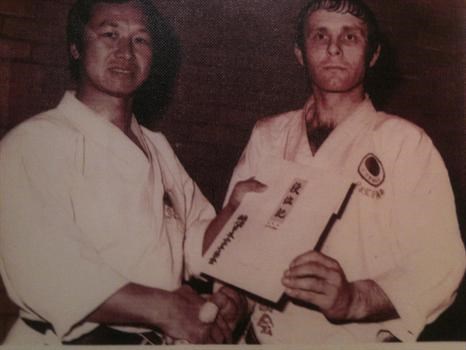 Bill Receiving his 3rd Dan certificate from Sensei Enoeda.