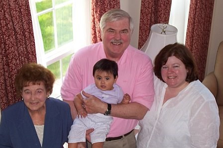 Elizabeth arrived just in time for Mothers' Day 2007.  L-R: Nana, Ernie, Elizabeth, Chrissie