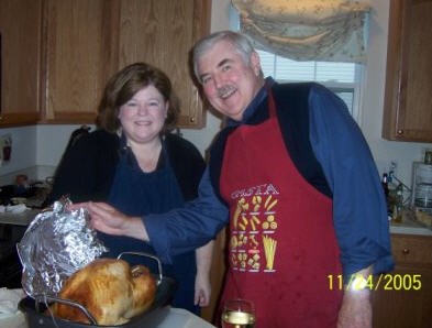 Chrissie and Dad and the Thanksgiving turkey