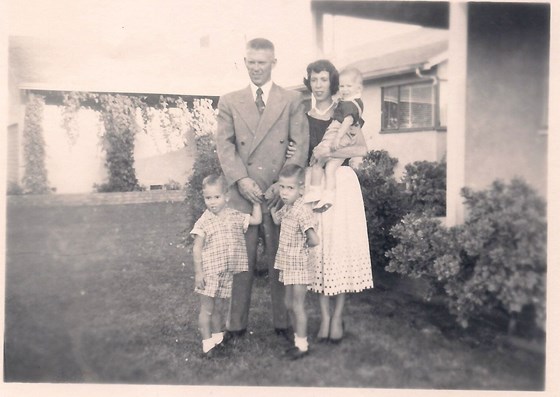 Grandpa and Grandma Johnstone, Ron, Eddie and Jeff(in Grandma's arms)