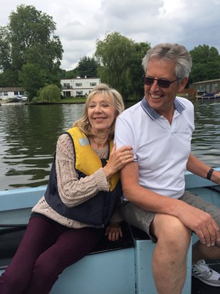 Wendy, Steve, Lyn and Colin - weekend in Buckinghamshire- Wendy is quite taken with the Captain of the boat  