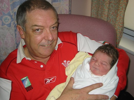 Your lovely son-in-law, Steve proudly holding his 1st grandson Rhys