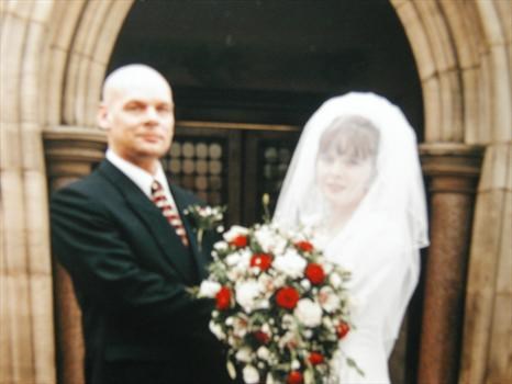 Me (tracey) and dad just before we went in the church I was so proud of him walking me down the aisl
