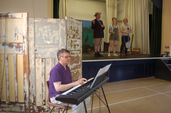 Rehearsing Three Men In A Boat on a very hot day!