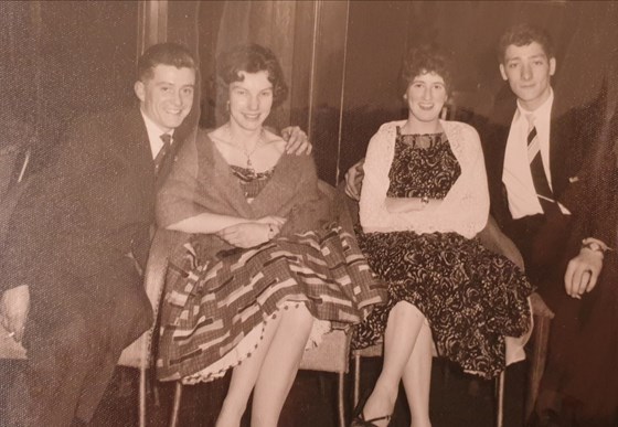 John with a girlfriend in 1958, together with Jean and Jim