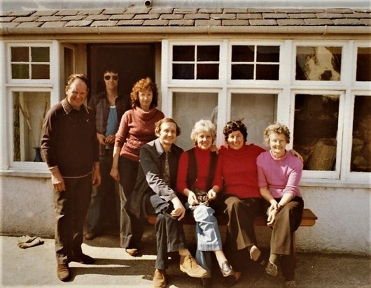 Brother in law Doug, Jean's husband Geoff, niece Jean, (don't know who the next two are!), Aunty Audrey and her sister Olive at Doug and Olive's house on Anglesey. Early 1980s.