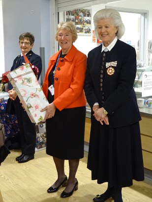 Deputy Lord Lieutenant of Hampshire giving a presentation for Alison's Volunteering work