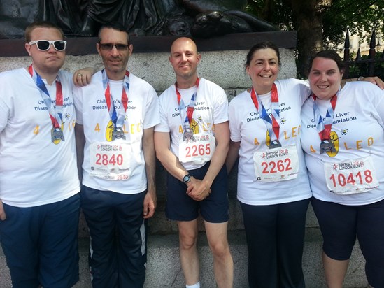 Friends and family taking part in the Britisk 10k in memory of Leo