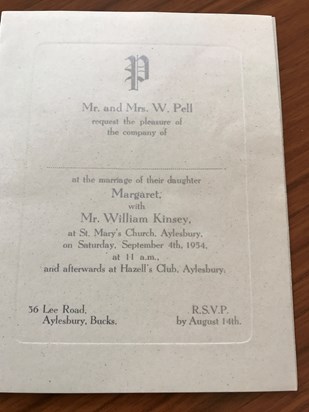 Wedding invitation 63 years old