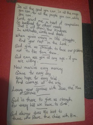 Verses mum shared with Doris 