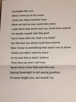 Goodnight My Love poem by Kelly inspired by the music signs you give me.