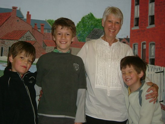 Nancy & boys at the Village Hall, 2008