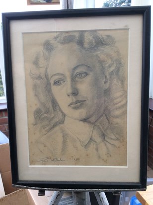 Elva Blacker portrait of Joan Moye Stone born 23/03/18 Ipswich Art Society inspired her to paint.