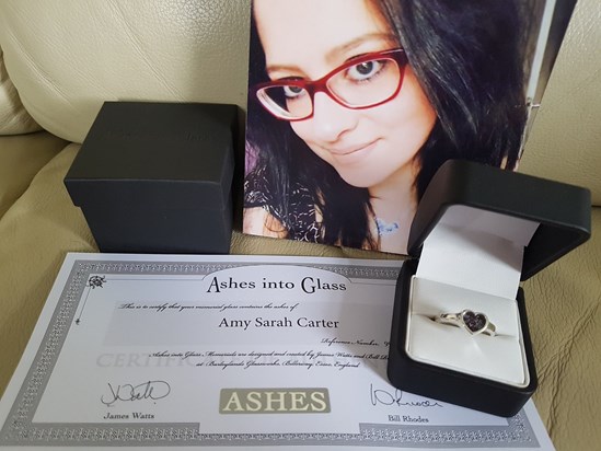 Ashes into glass ring, precious.