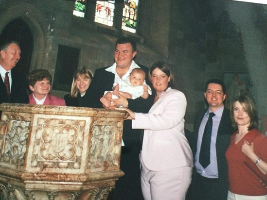 Rachel witnessing the Christening of her God Son Max some 18 years ago!