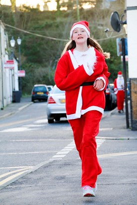 Hannah on Santa run