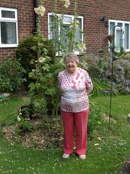 Peggy with her sunflowers