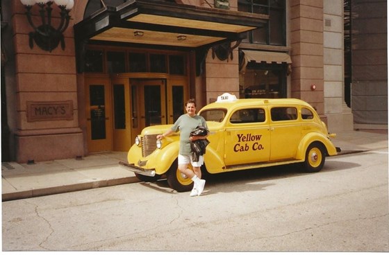 Taxi! John on a family trip to Florida. Universal Studios, Orlando. 1998