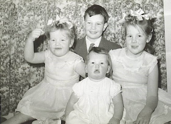 Souldern Village Christmas Party with his 3 sisters Mary Anne & Jill 1960s