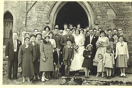 Cousin Ismay & Jim's wedding - John  (right) with 2 of his sisters and cousins Michael and Ann