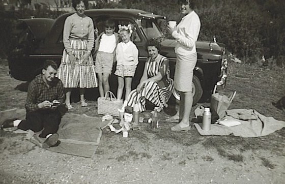 With Uncle Bill, Aunty Ethel, Mary, Aunty Gladys and (cousin) Veronica,.