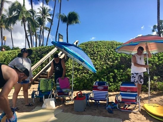 October 2019 Helping John set up beach camp Maui 
