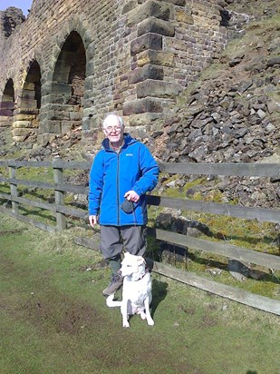 Gordon at his favourite place Rosedale Iron Ovens with his favourite dog Bonnie