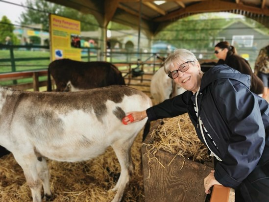 Jan with a very well groomed donkey