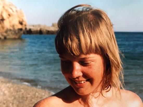 Caroline on holiday with Mark in Crete, aged 22