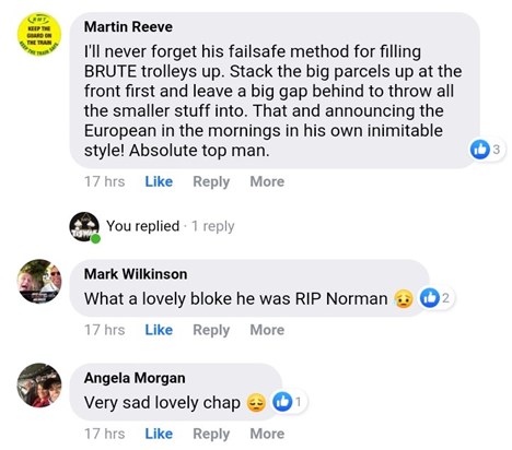 Just a few of the comments posted on Facebook reacting to Norman's passing...