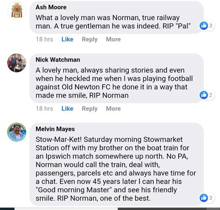 Just a few of the comments posted on Facebook reacting to Norman's passing...