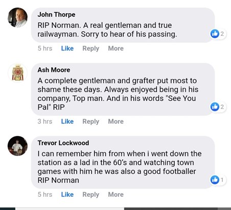 Just a few of the comments posted on Facebook reacting to Norman's passing...