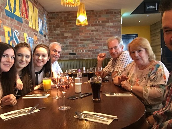 At a meal for Louise’s birthday.  May 2017