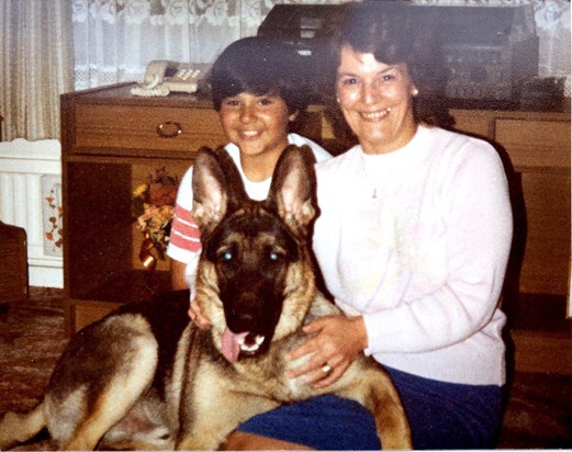 My mum, Sabre & me many moons ago circa 1985.  Love you mum xxx