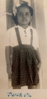 In her school uniform, June 1952