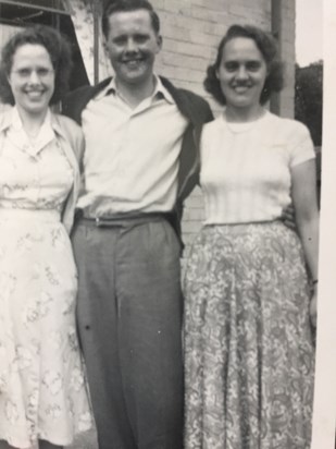 Joyce with her brother and sister Mavis and Vic in 1952