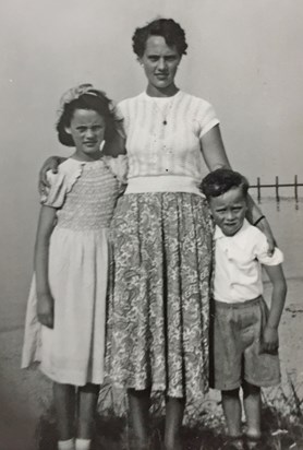 Joyce with her children Pauline and Derek in 1955
