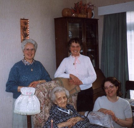 Joyce with her sister Mavis, neice Lynn and Mum aged 101 in 1999