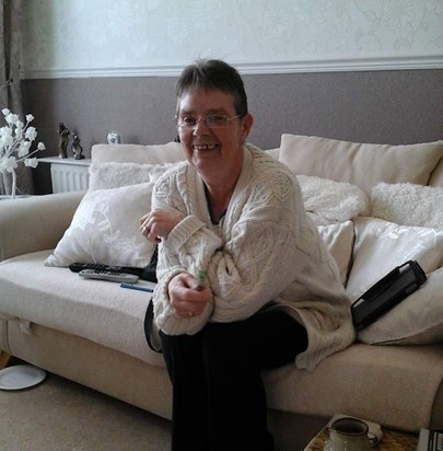 Aunty cathleen with her warm cardigan cos just like my mam i hope your cosy and at peace love you xx