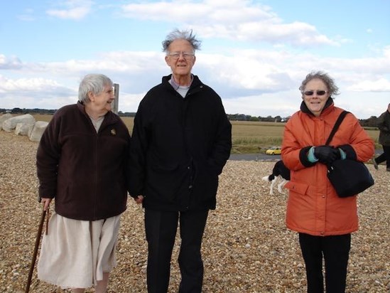 26 Sept 2007 With Brian and Irene Patterson, Chesil Beach, Dorest. Chilly day out with friends.