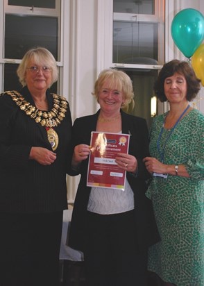 Vicki getting her 10 year award for volunteering back in 2010.