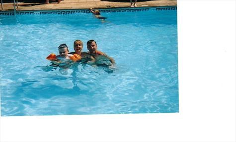 David, My Bird and Chris in pool