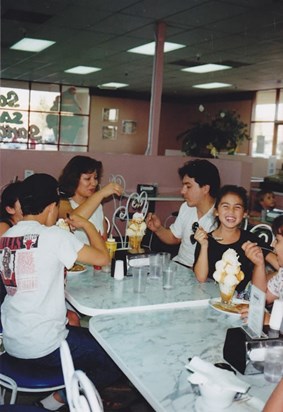 Patz (8 years old)  at Leatherby's with the Buenos in 1990