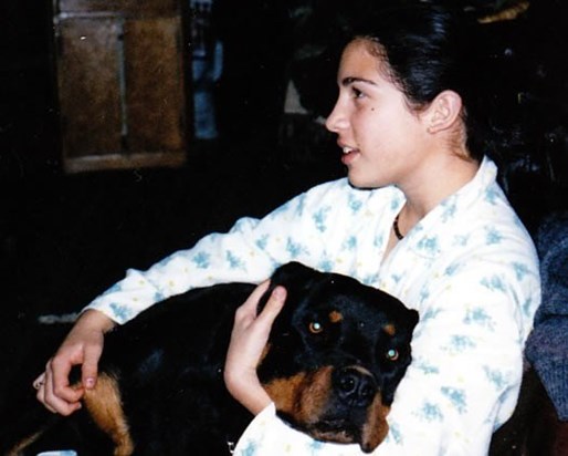 Patz with Chewy (the family dog) in 1998