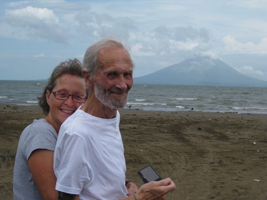 Dad and Sandy at Volcano Ometepe in Nicaragua