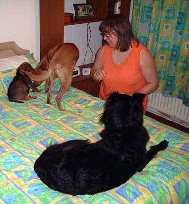 With her Beloved Dogs